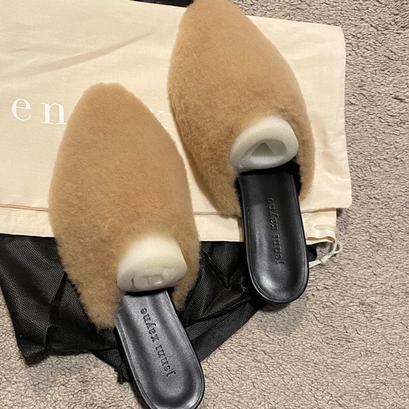 Jenni Kayne Shoes - Jenni Kayne Camel Faux Shearling Mule Slides